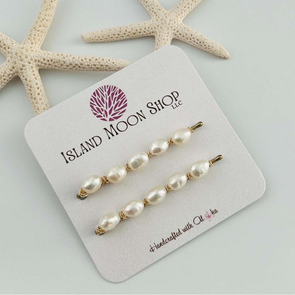Rice Freshwater Pearl Beaded Hair Clips
